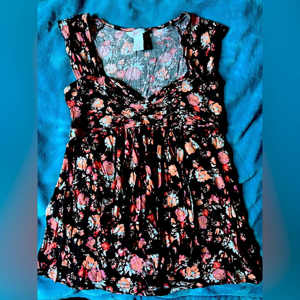 Black and floral tang top/shirt. From kohls.